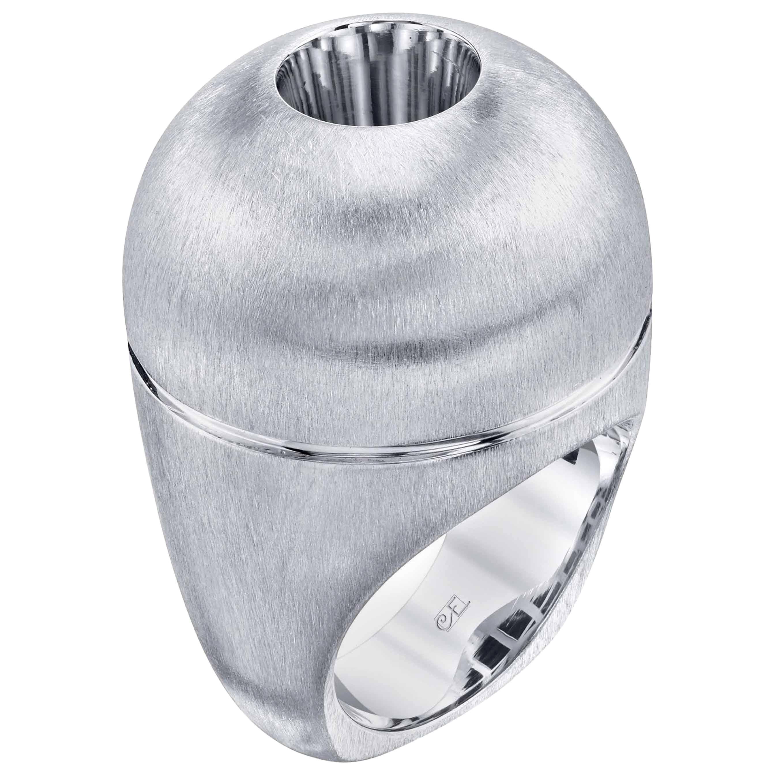 For Sale:  White Sapphire in Small White Gold Dome Ring