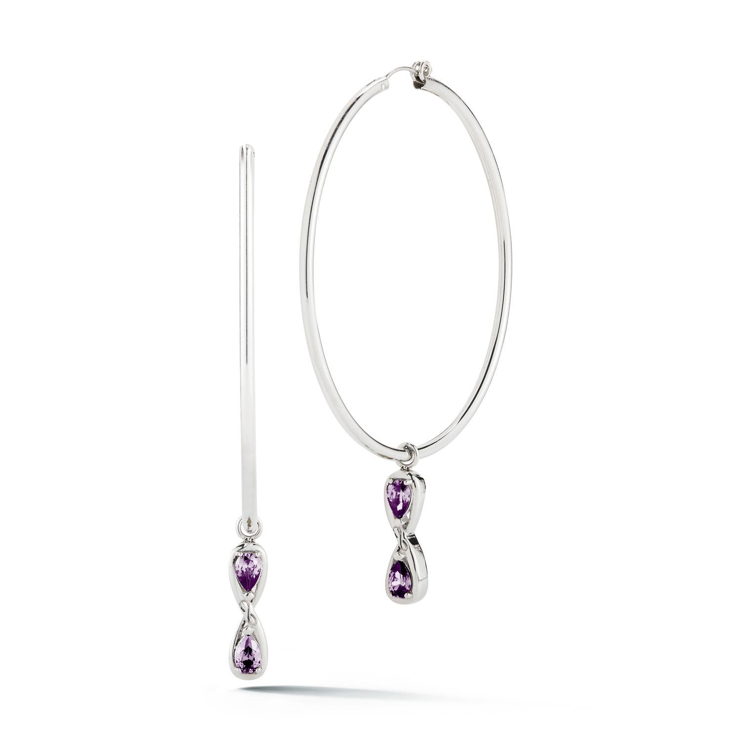 Trillion Cut White Topaz Infinity Stone Dangle Hoops For Sale