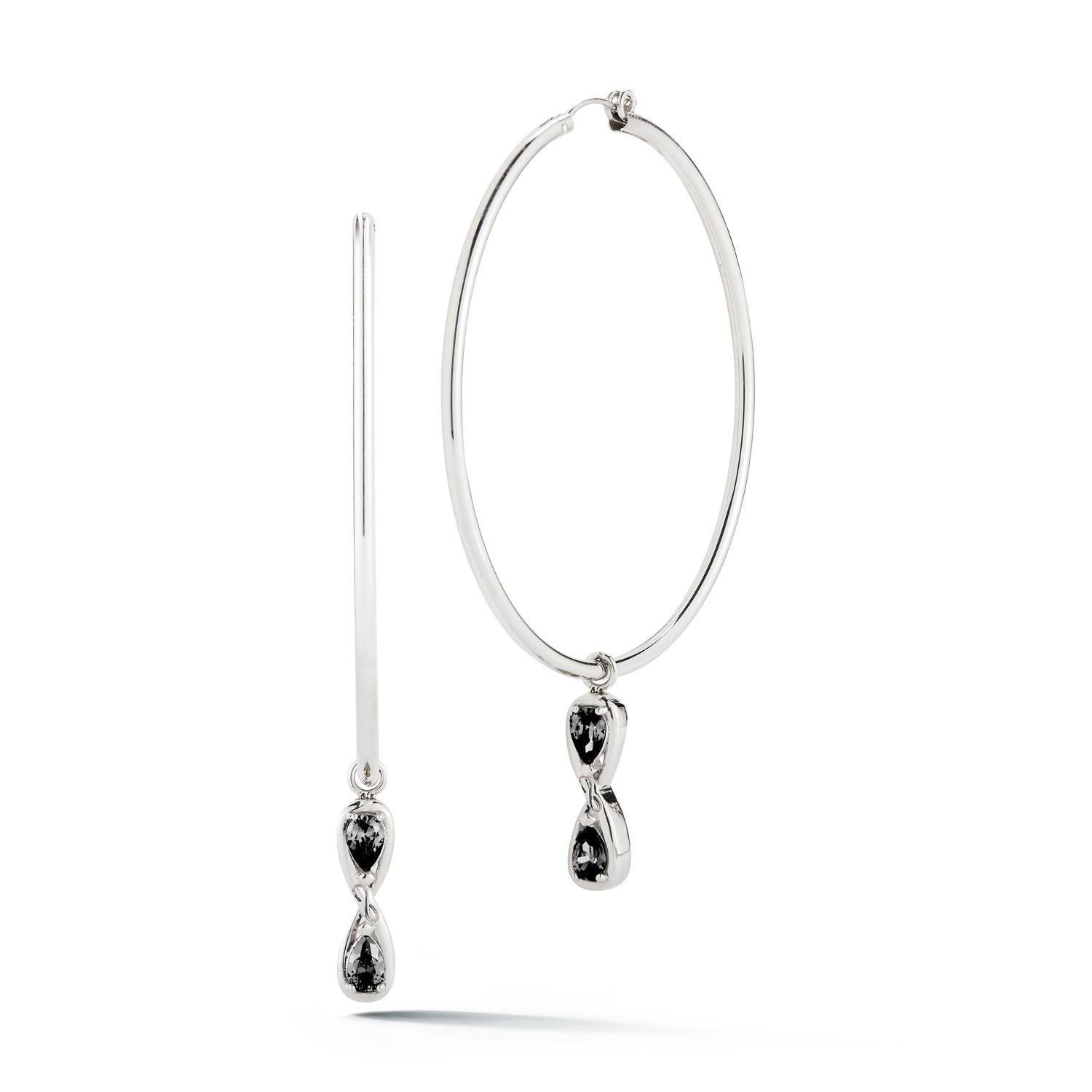 White Topaz Infinity Stone Dangle Hoops In New Condition For Sale In New York, NY