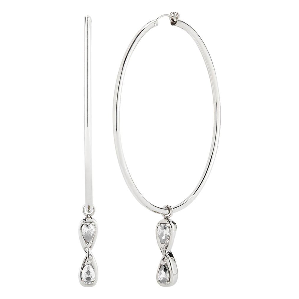White Topaz Infinity Stone Dangle Hoops For Sale