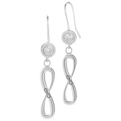 White Topaz Infinity Stone Stud Wire Hook Earrings