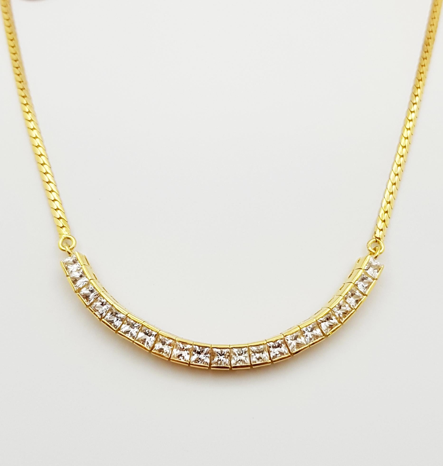 White Sapphire 3.65 carats Necklace set in 18 Karat Gold Settings

Width: 0.4 cm 
Length: 47.5 cm
Total Weight: 14.73 grams

