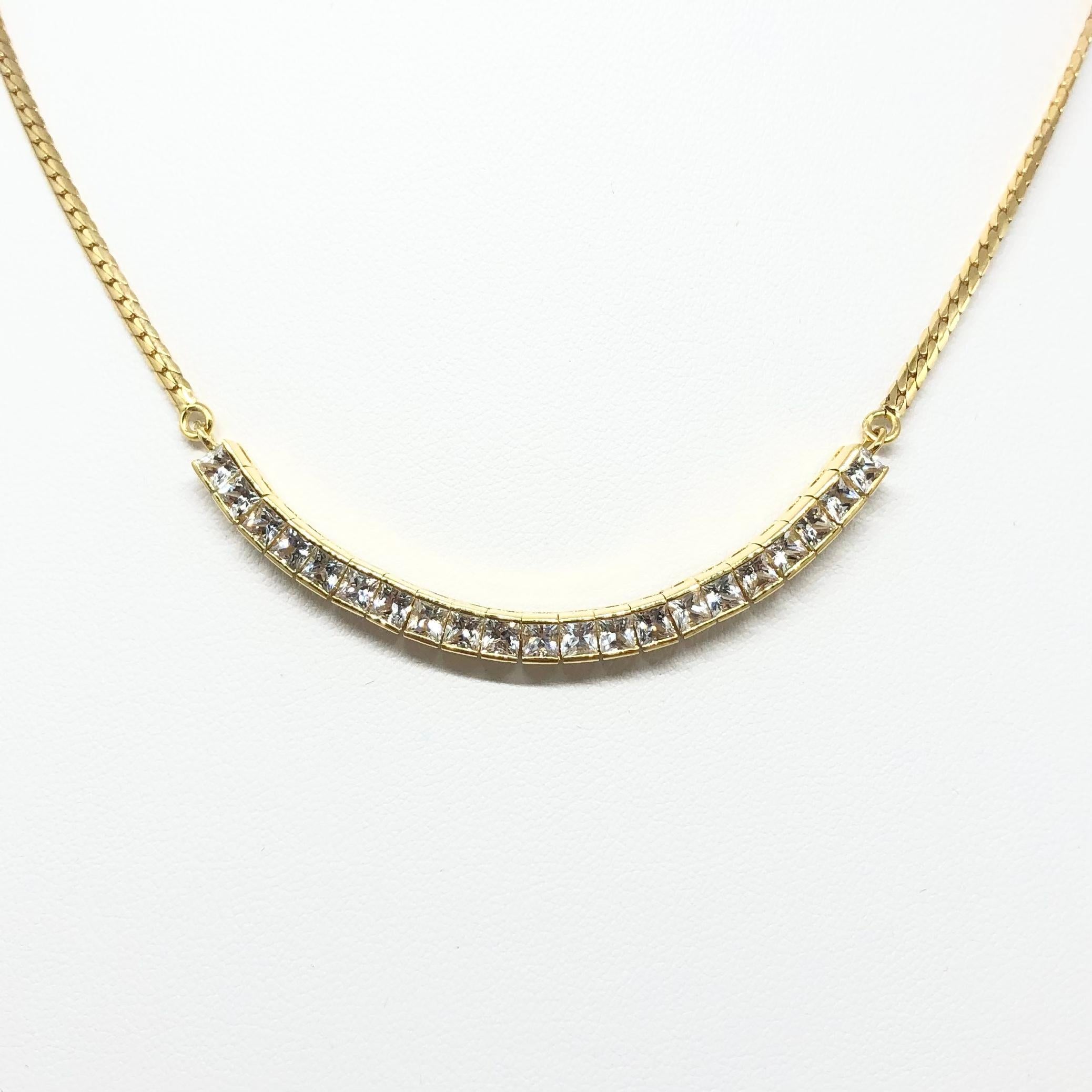 Contemporary White Sapphire Necklace Set in 18 Karat Gold Settings For Sale