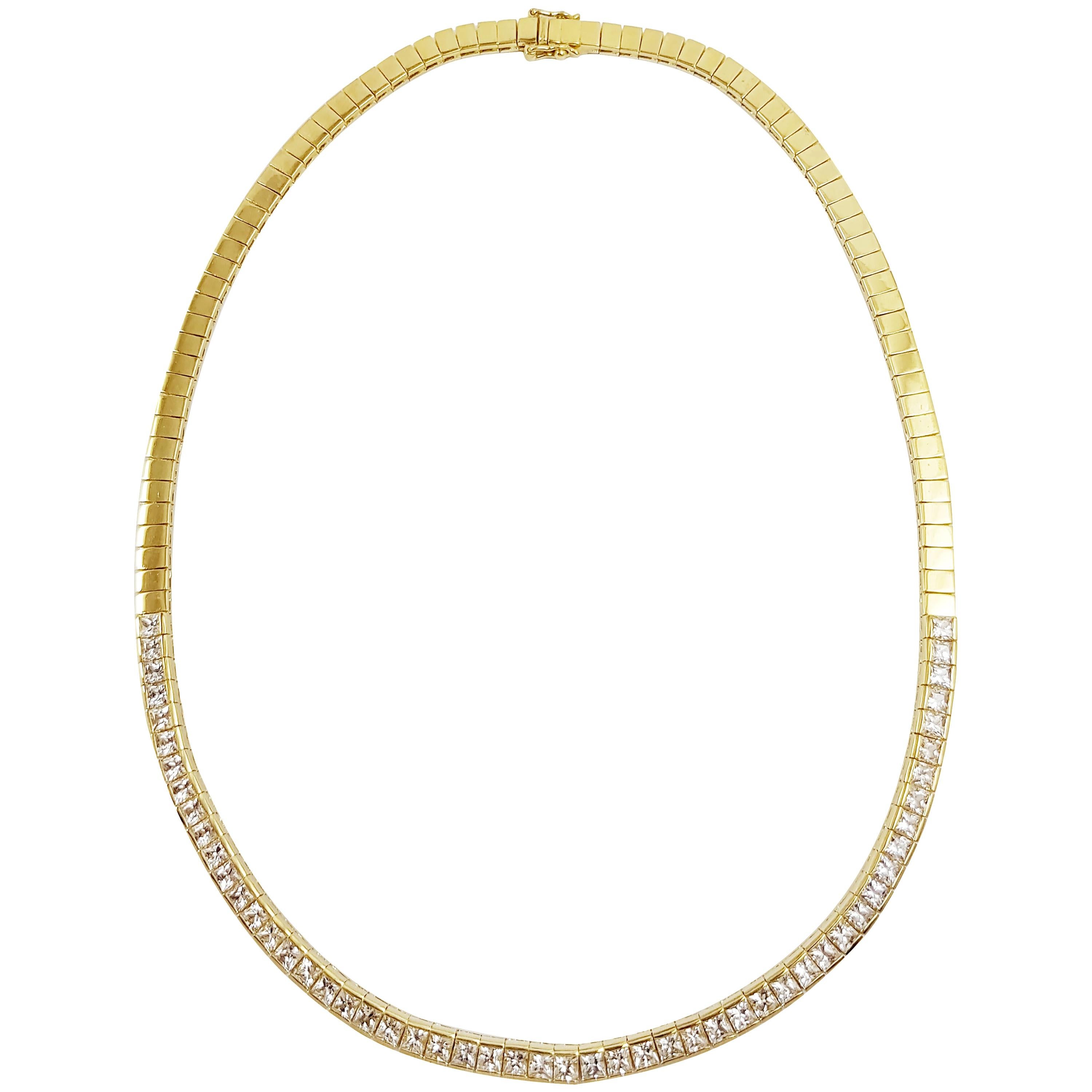 White Sapphire Necklace Set in 18 Karat Gold Settings