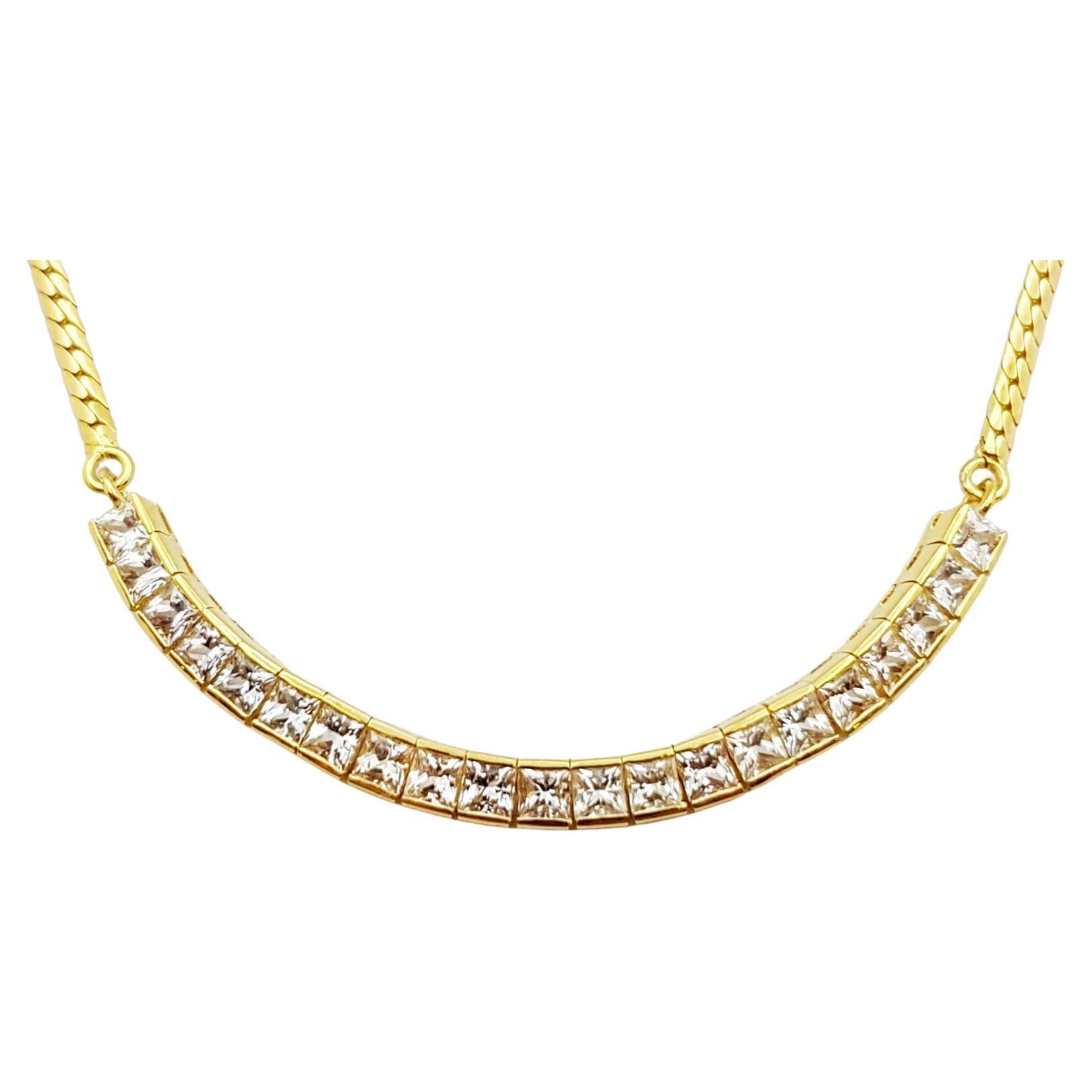 White Sapphire Necklace Set in 18 Karat Gold Settings For Sale
