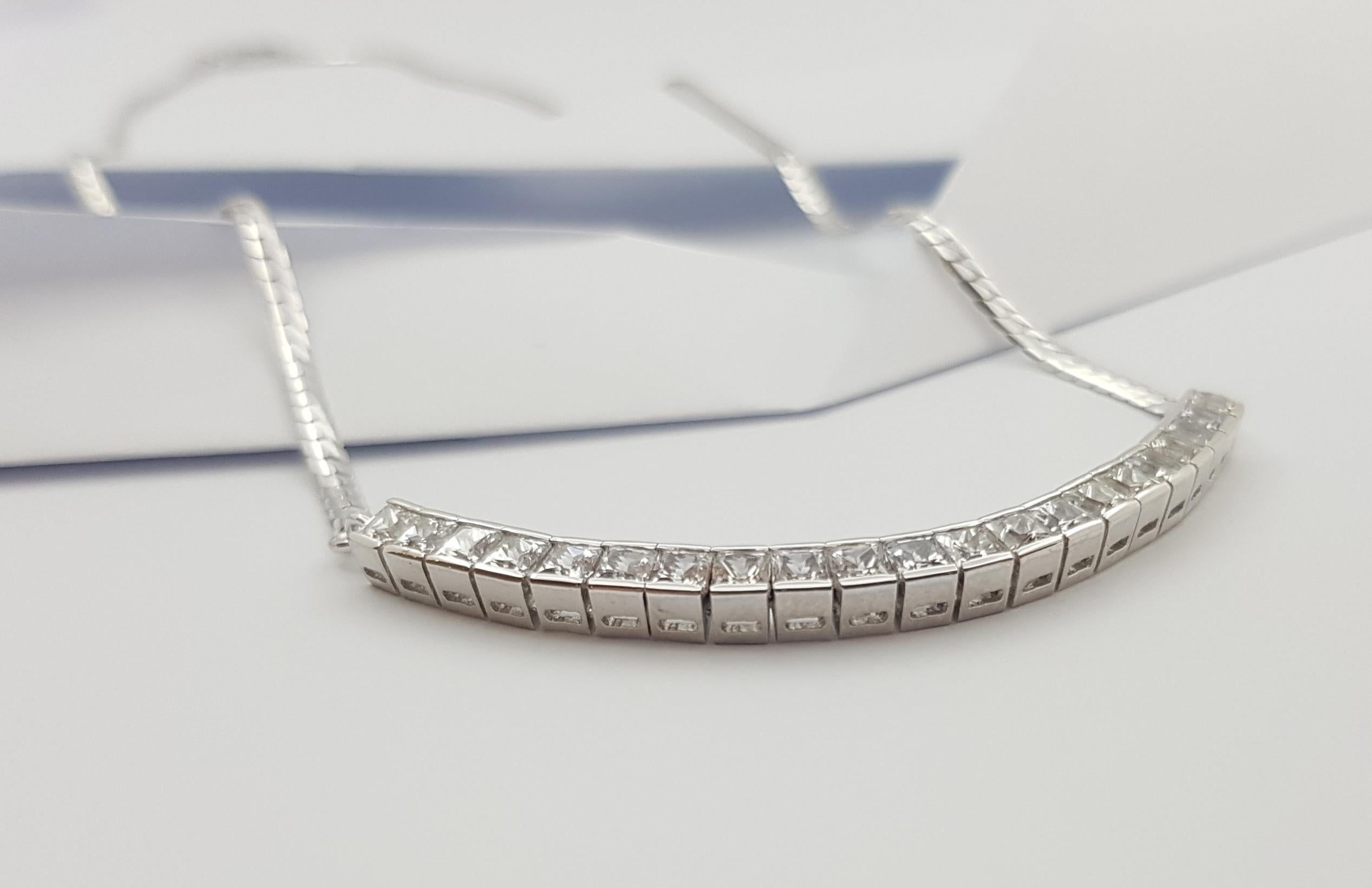 White Sapphire Necklace Set in 18 Karat White Gold Settings For Sale 2