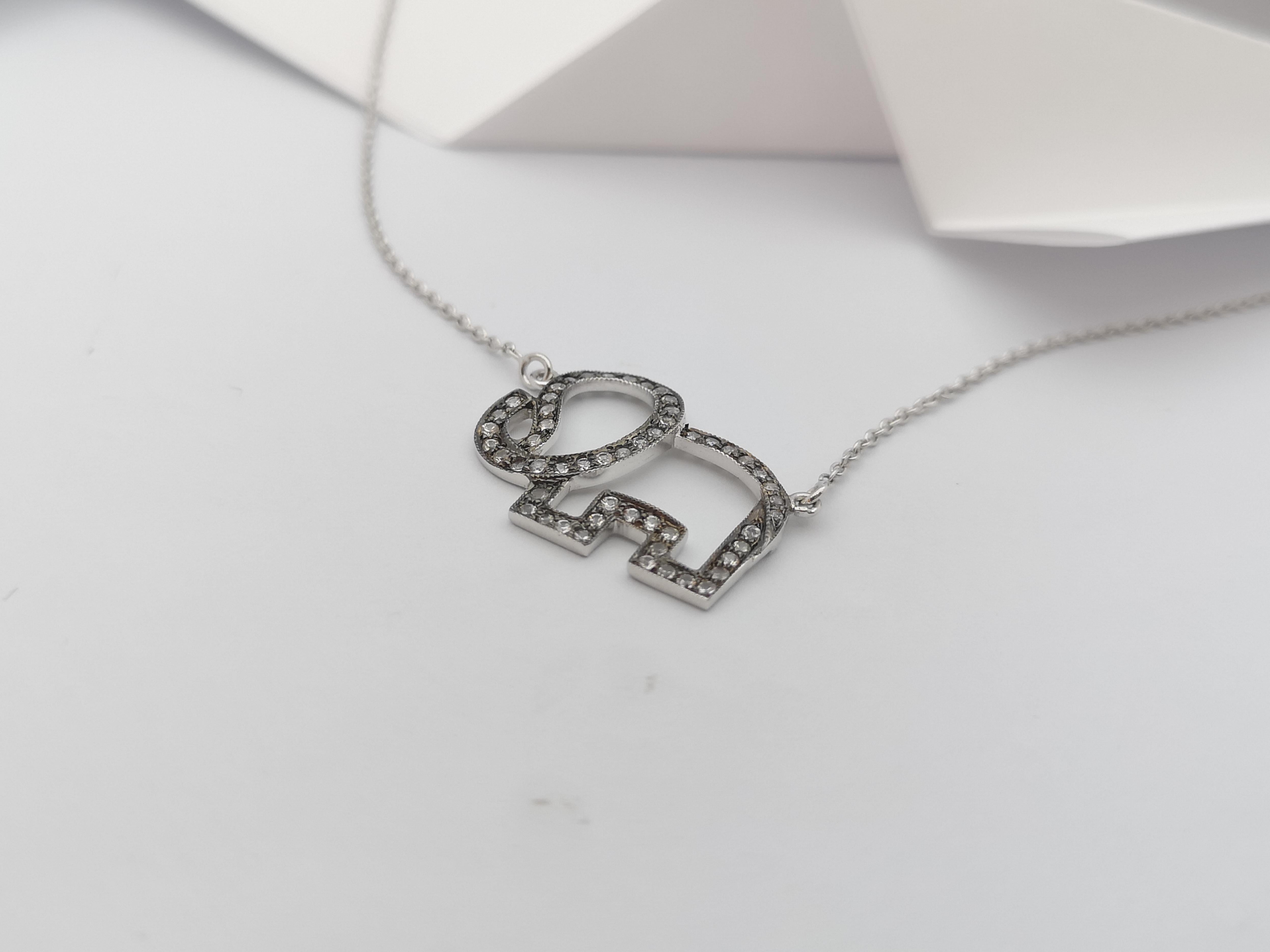 White Sapphire Necklace set in Silver Settings

Width:  1.9 cm 
Length:  46.0 cm
Total Weight: 3.37 grams

*Please note that the silver setting is plated with rhodium to promote shine and help prevent oxidation.  However, with the nature of silver,