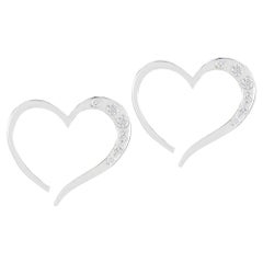 White Topaz Open Heart Pavé Stud Earrings