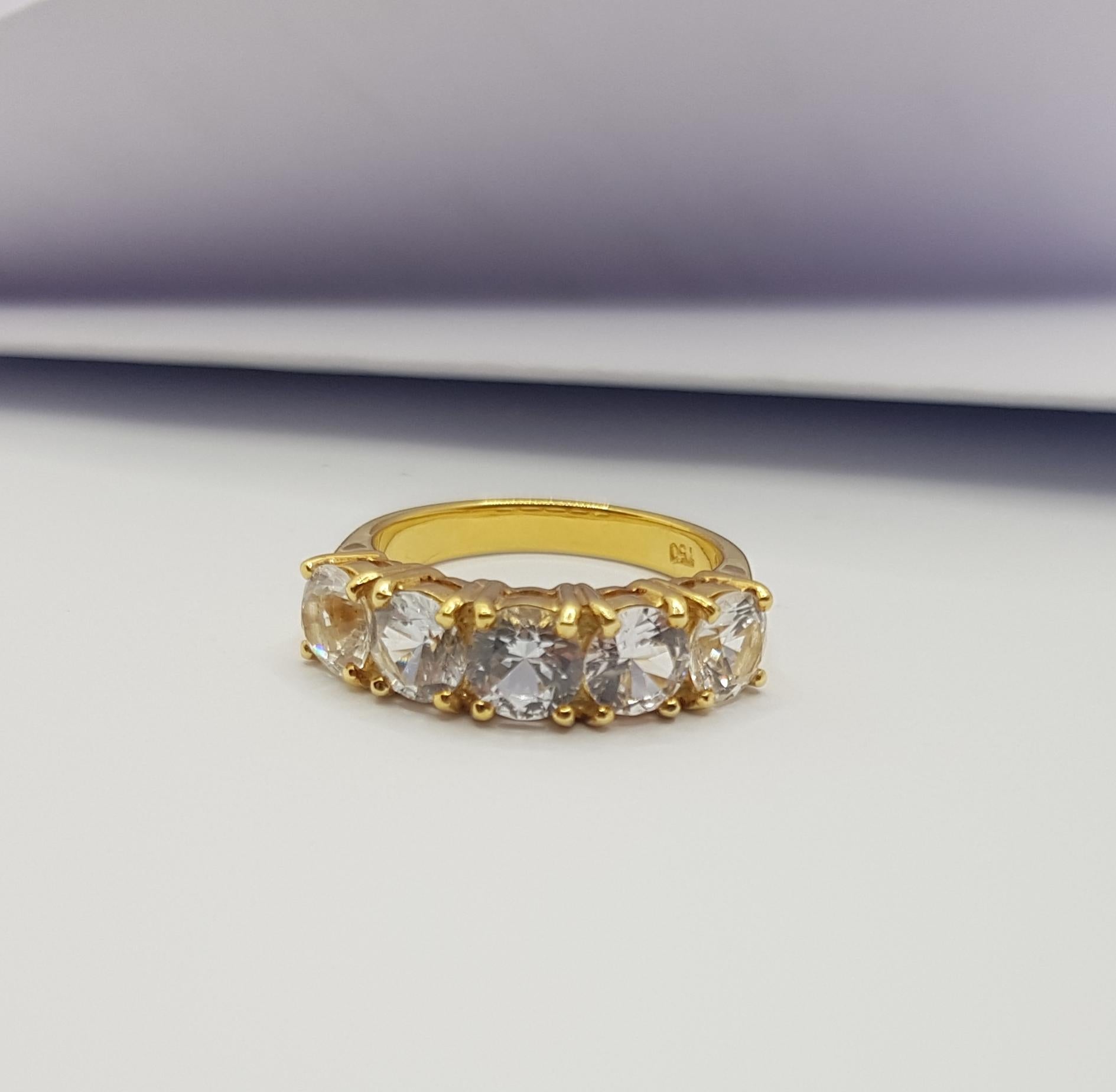 White Sapphire Ring Set in 18 Karat Gold Settings For Sale 2