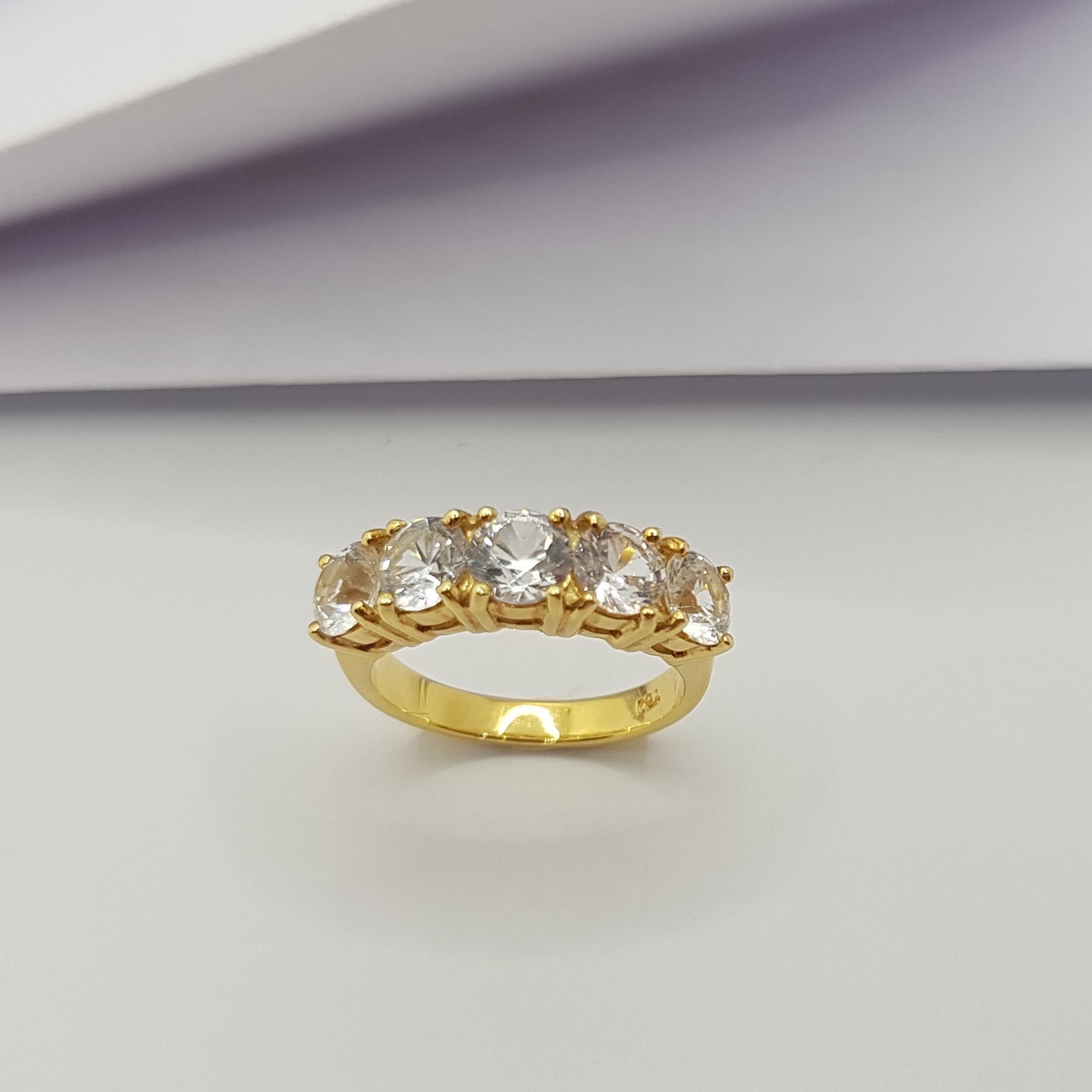 White Sapphire Ring Set in 18 Karat Gold Settings For Sale 6