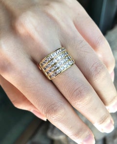 White Sapphire Ring Set in 18 Karat Gold Settings