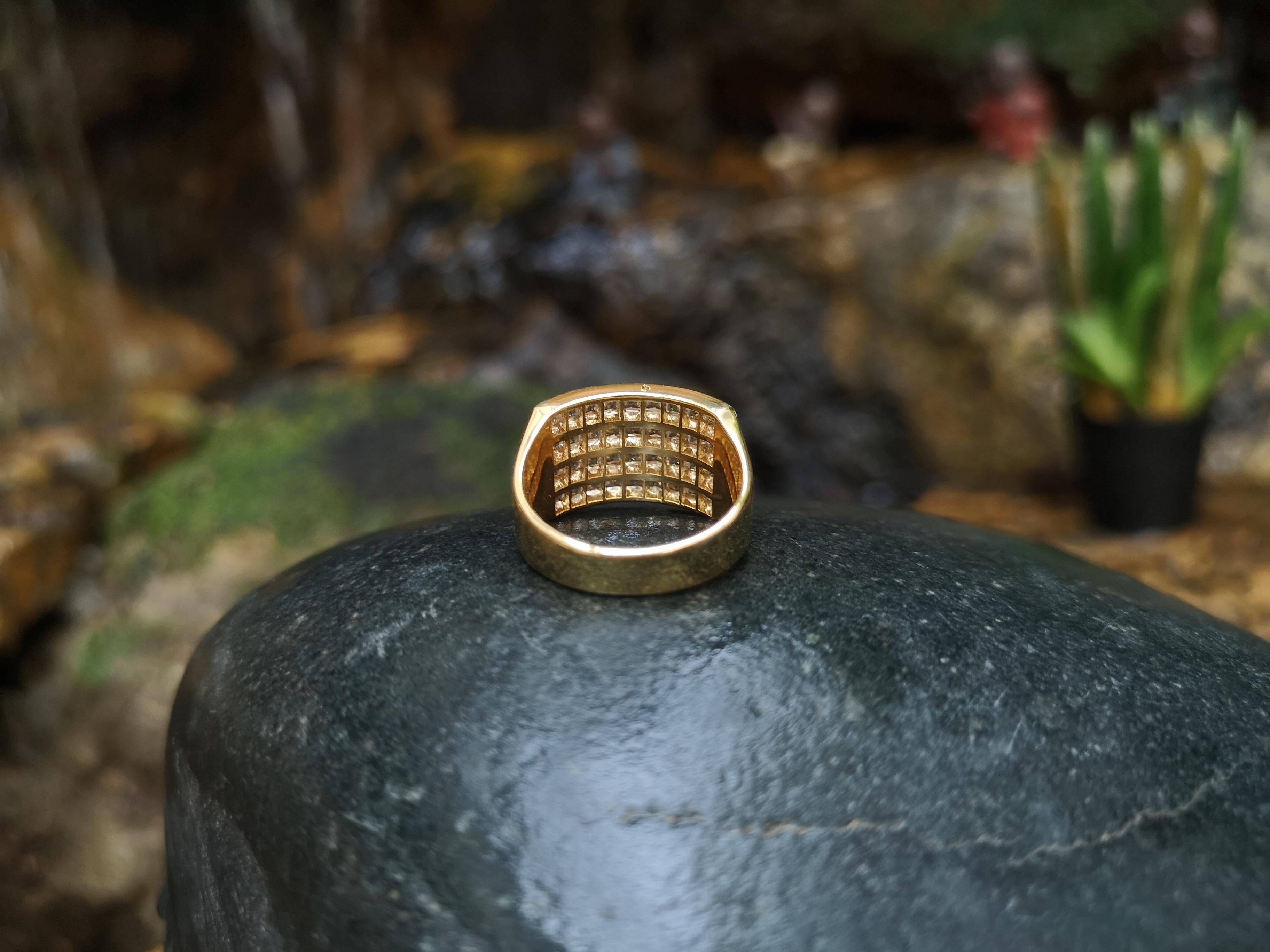 Women's or Men's White Sapphire Ring Set in 18 Karat Gold Settings For Sale