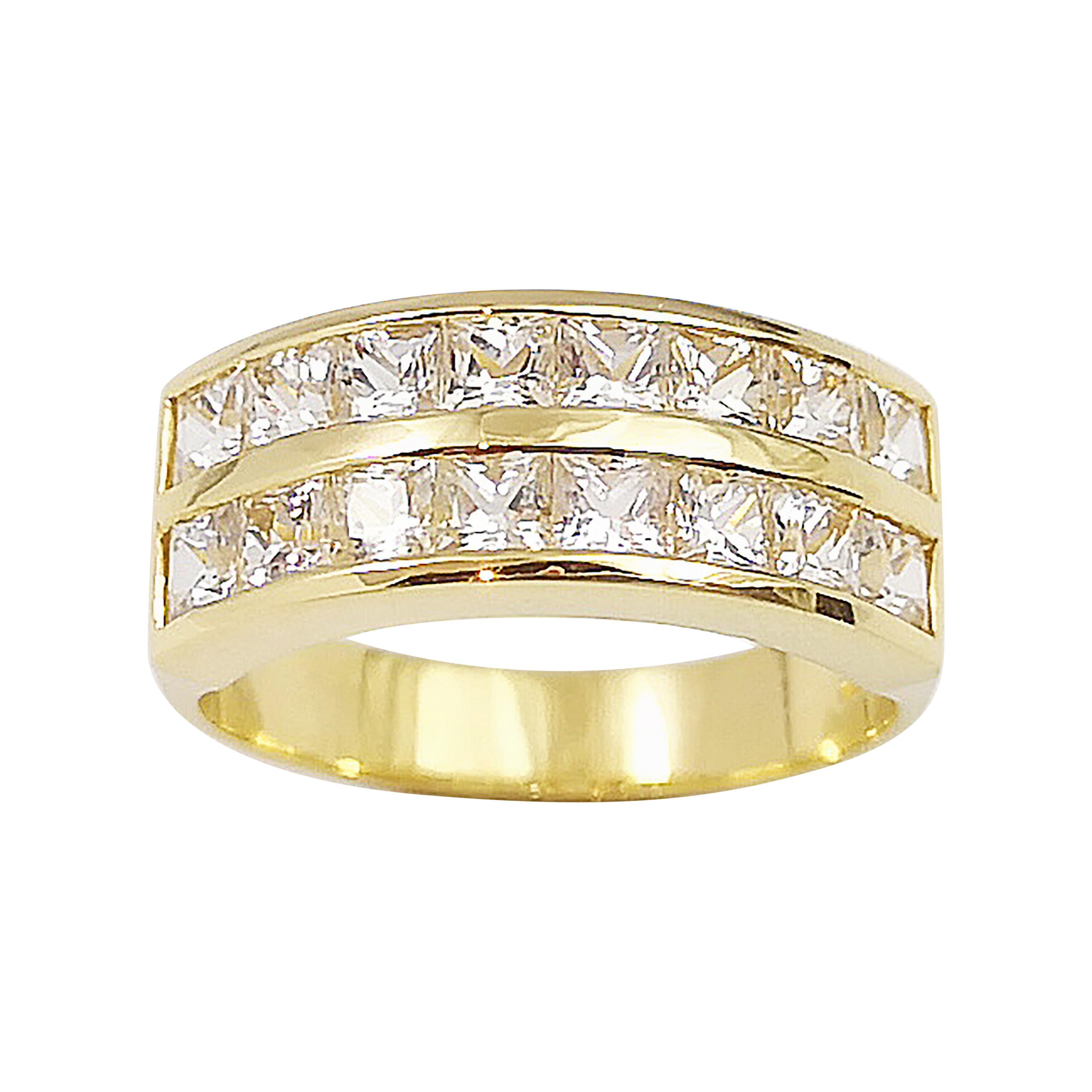 White Sapphire Ring Set in 18 Karat Gold Settings