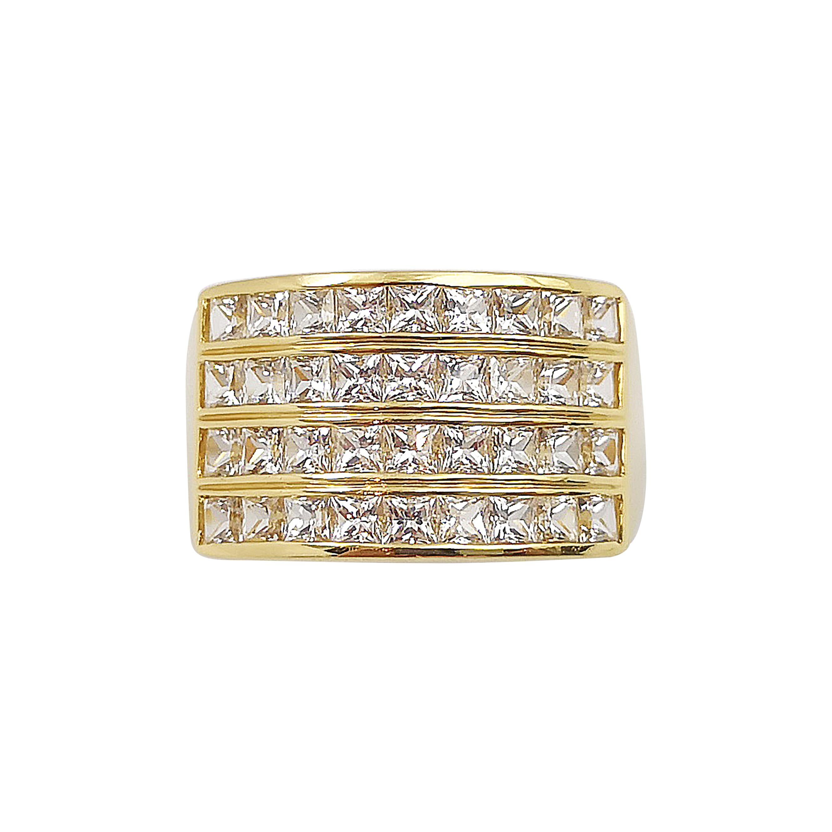 White Sapphire Ring Set in 18 Karat Gold Settings For Sale