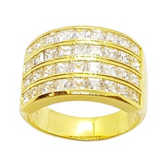 White Sapphire Ring Set in 18 Karat Gold Settings