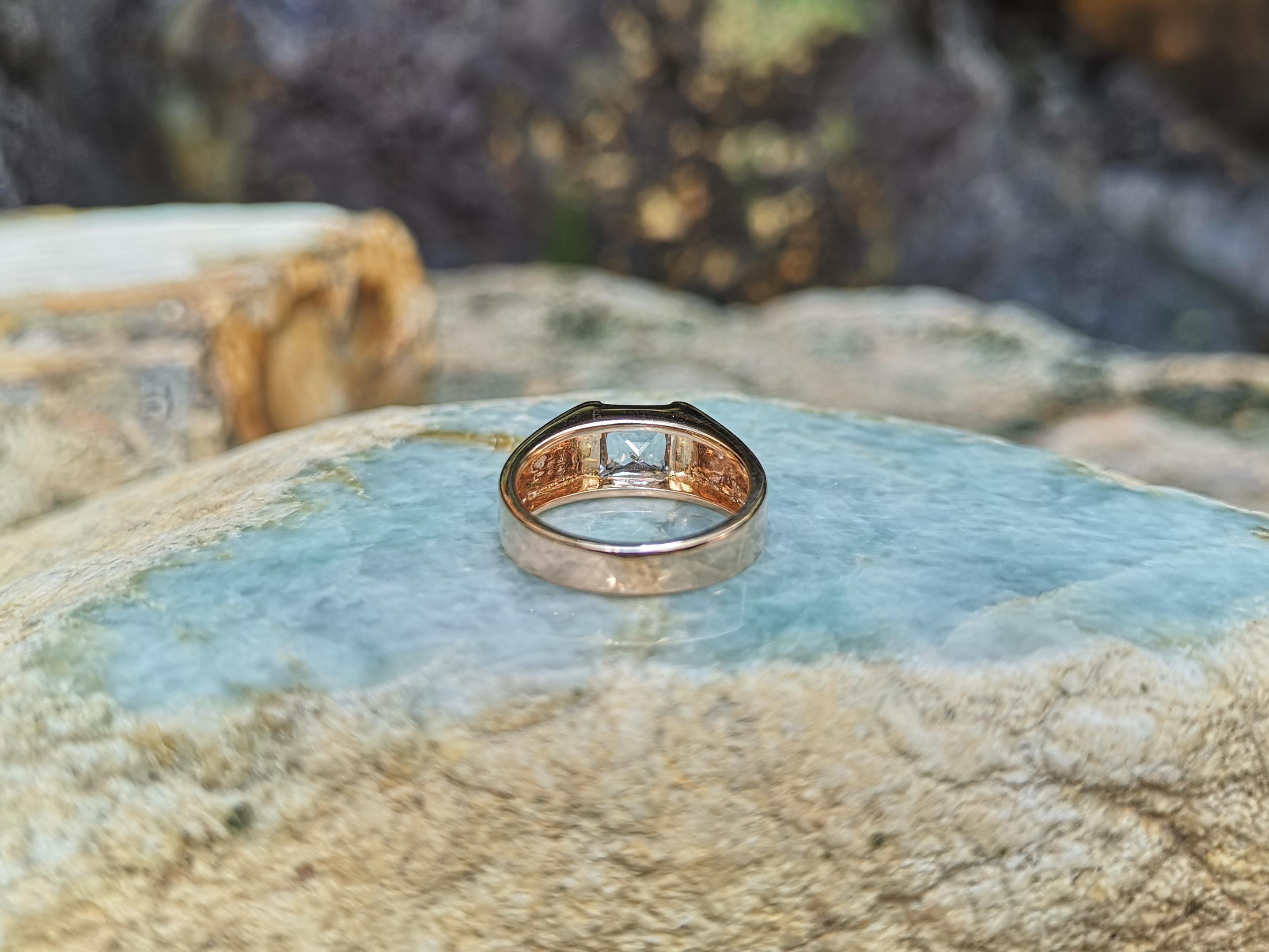 White Sapphire Ring Set in 18 Karat Rose Gold Settings For Sale 4