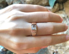 White Sapphire Ring Set in 18 Karat Rose Gold Settings