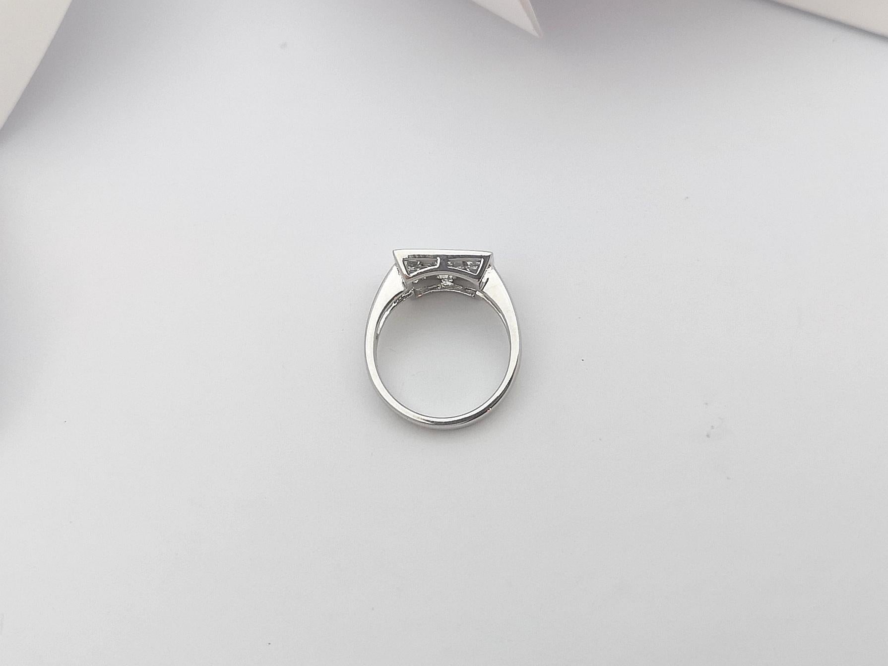White Sapphire Ring Set in 18 Karat White Gold Settings For Sale 6