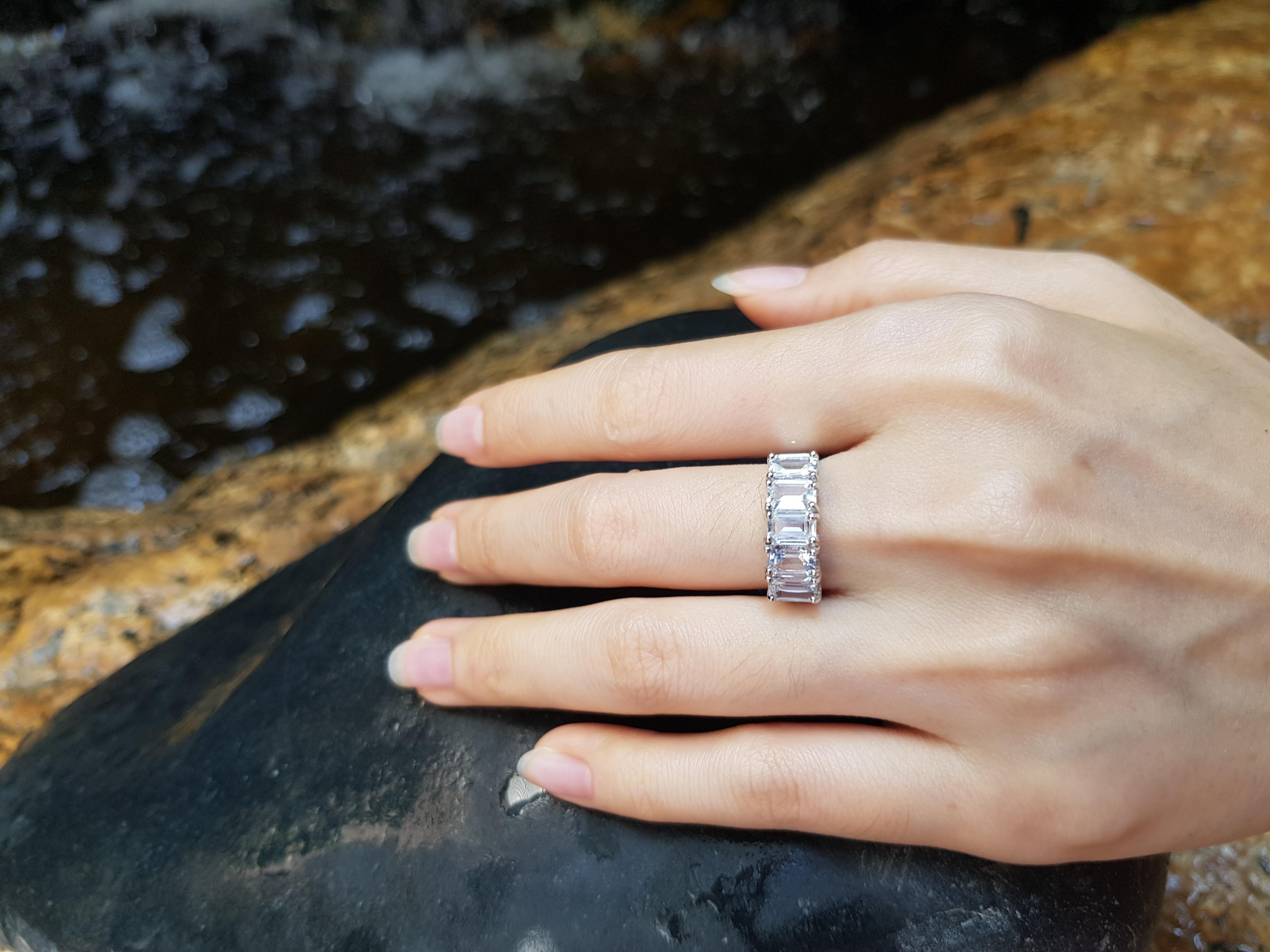 White Sapphire 3.09 carats Ring set in 18 Karat White Gold Settings 

Width: 1.8 cm
Length: 0.7 cm 
Ring Size: 52

