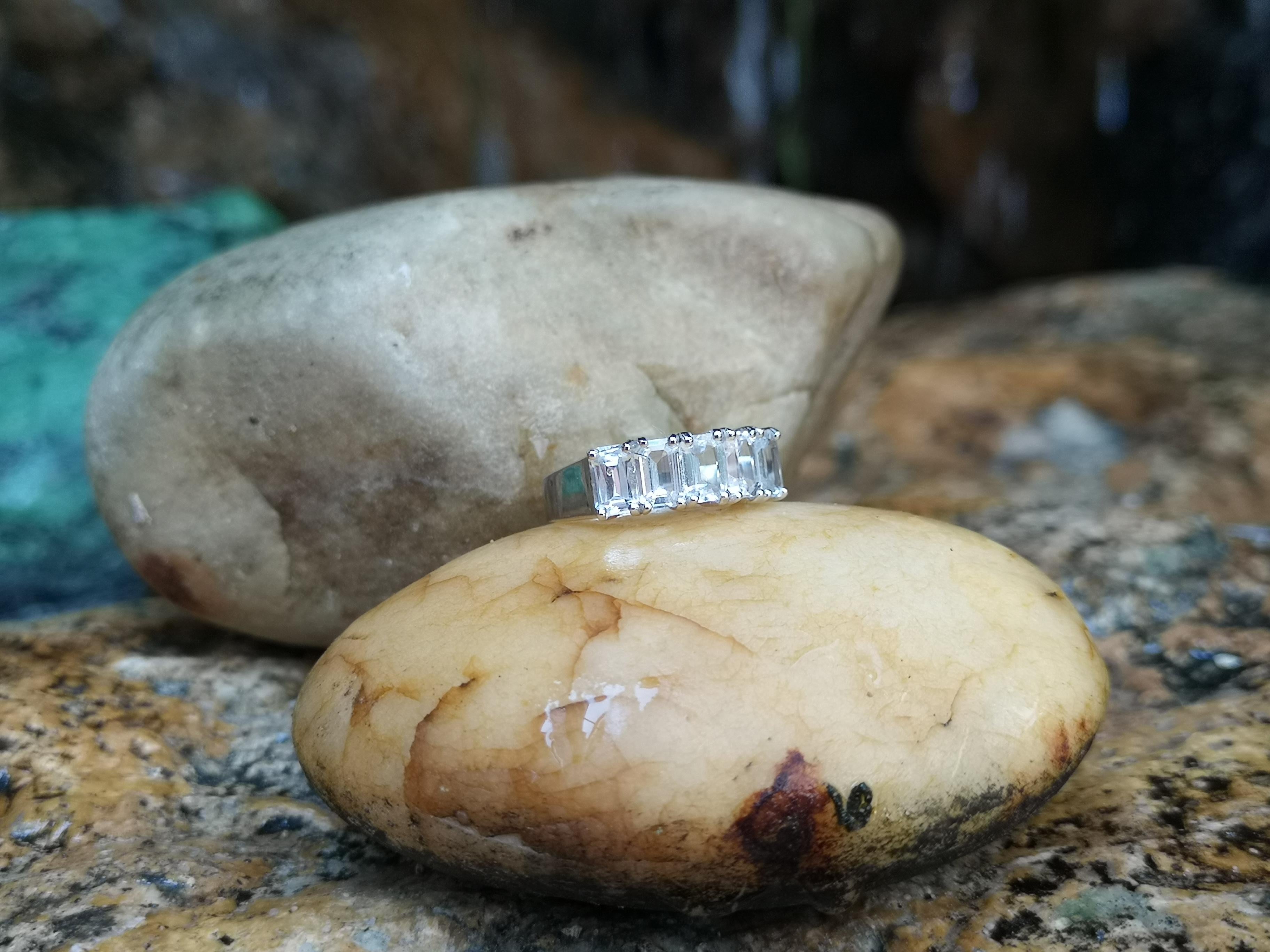 White Sapphire Ring Set in 18 Karat White Gold Settings 2
