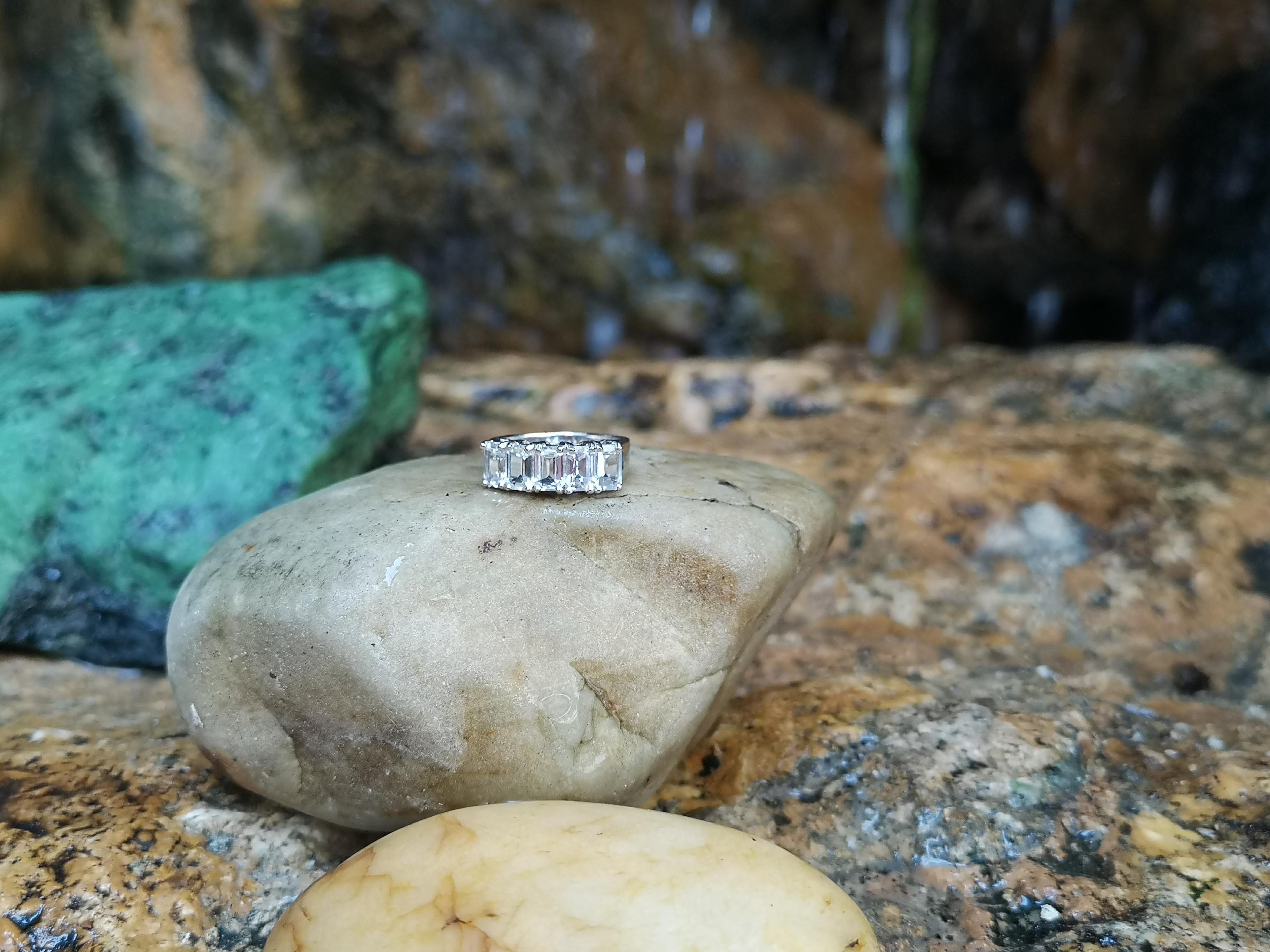 White Sapphire Ring Set in 18 Karat White Gold Settings 4