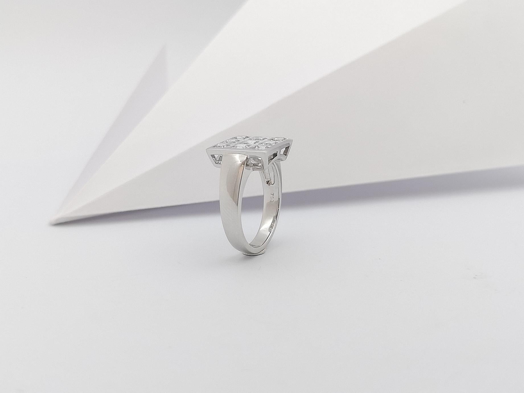 White Sapphire Ring Set in 18 Karat White Gold Settings For Sale 1