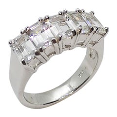 White Sapphire Ring Set in 18 Karat White Gold Settings