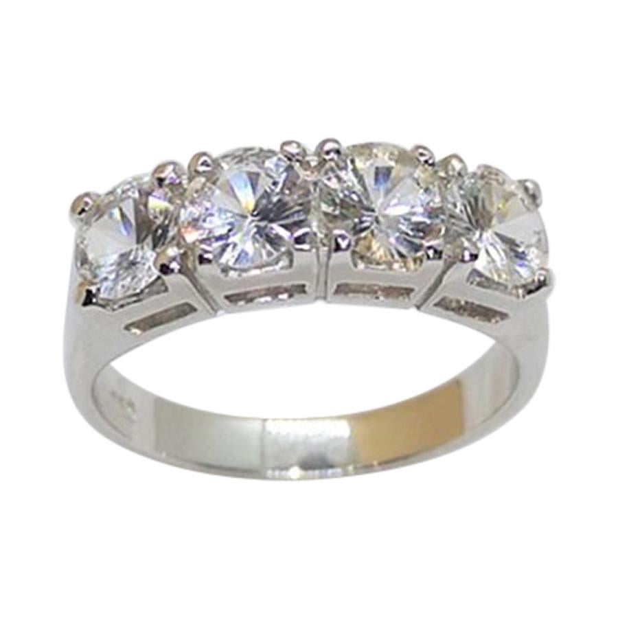 White Sapphire Ring Set in 18 Karat White Gold Settings