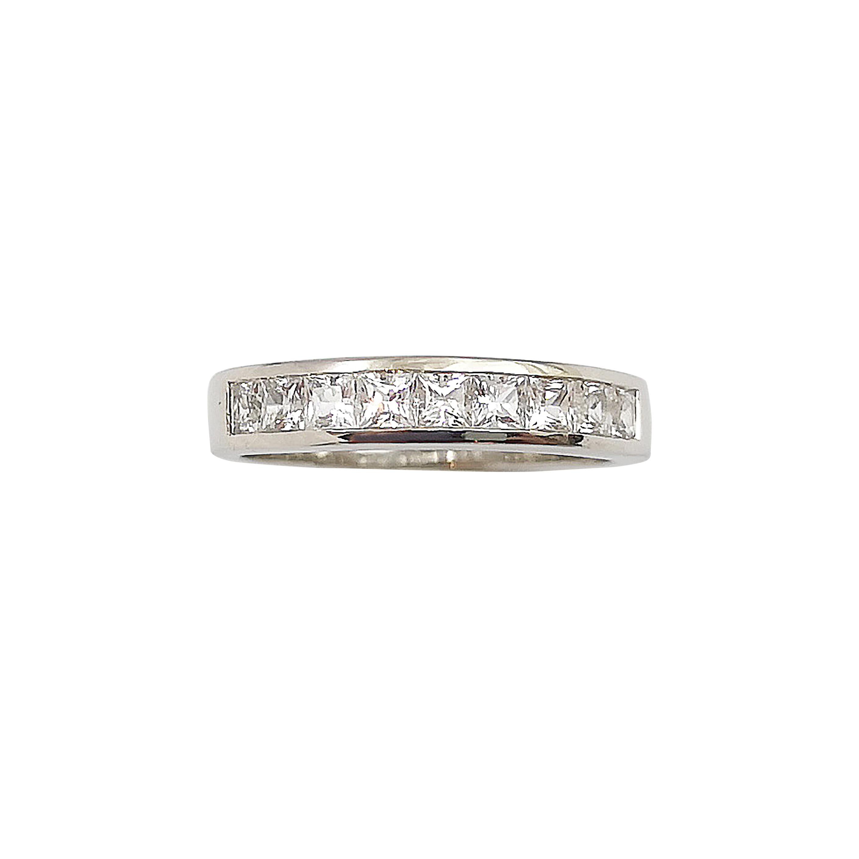 White Sapphire Ring Set in 18 Karat White Gold Settings