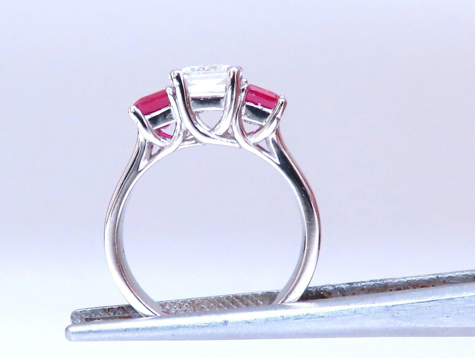 Women's or Men's White Sapphire & Ruby Ring Platinum For Sale