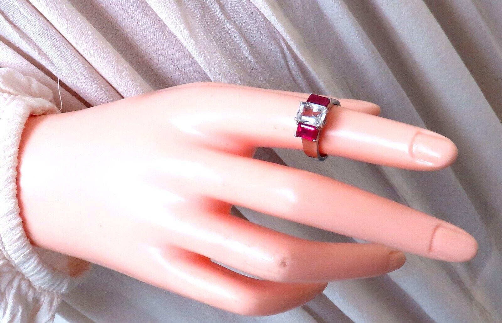 White Sapphire & Ruby Ring Platinum For Sale 1