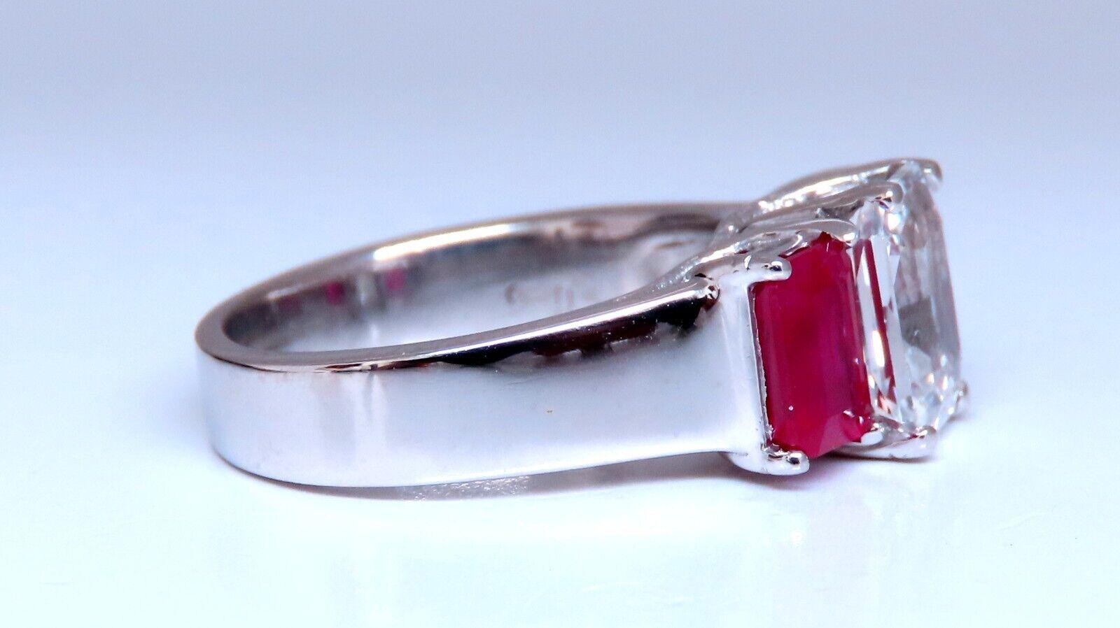 White Sapphire & Ruby Ring Platinum For Sale 2