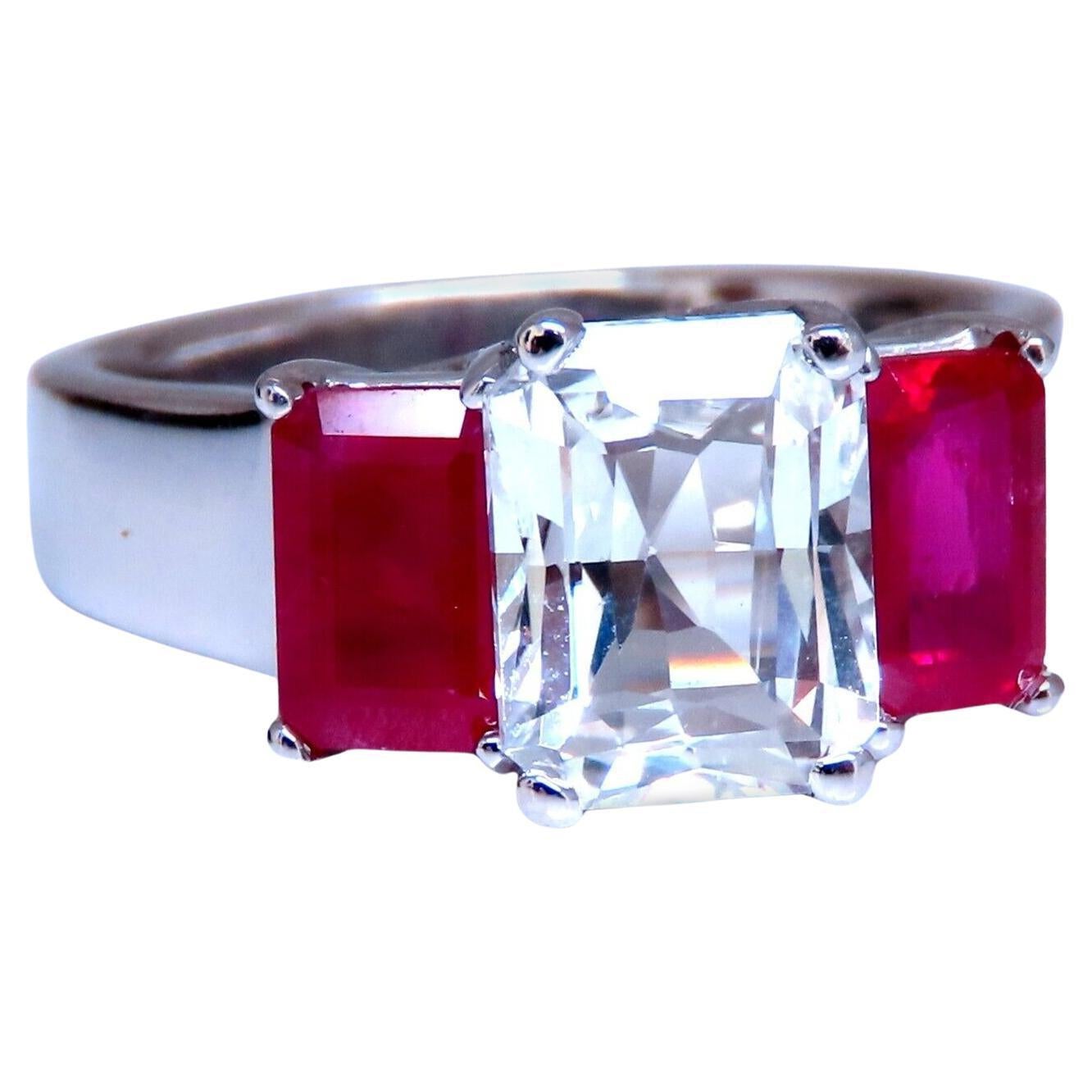 White Sapphire & Ruby Ring Platinum*