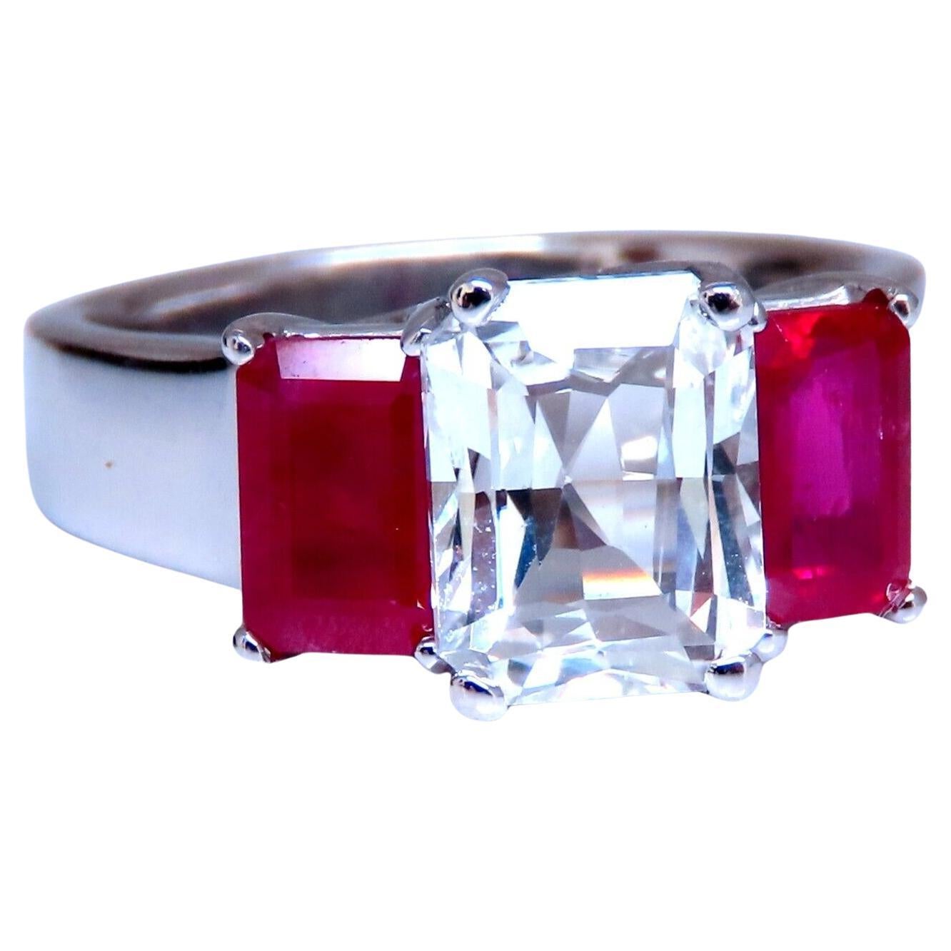 White Sapphire & Ruby Ring Platinum For Sale