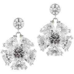White Sapphire Single Blossom Drop Earrings