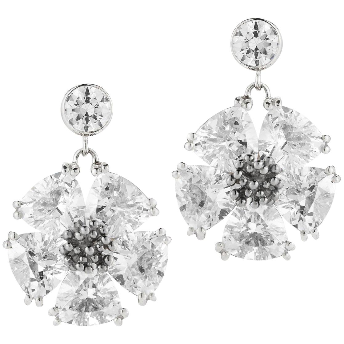 Light Blue Topaz Single Blossom Stone Drop Earrings For Sale at 1stDibs