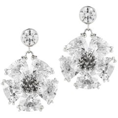 White Topaz Single Blossom Stone Drop Earrings