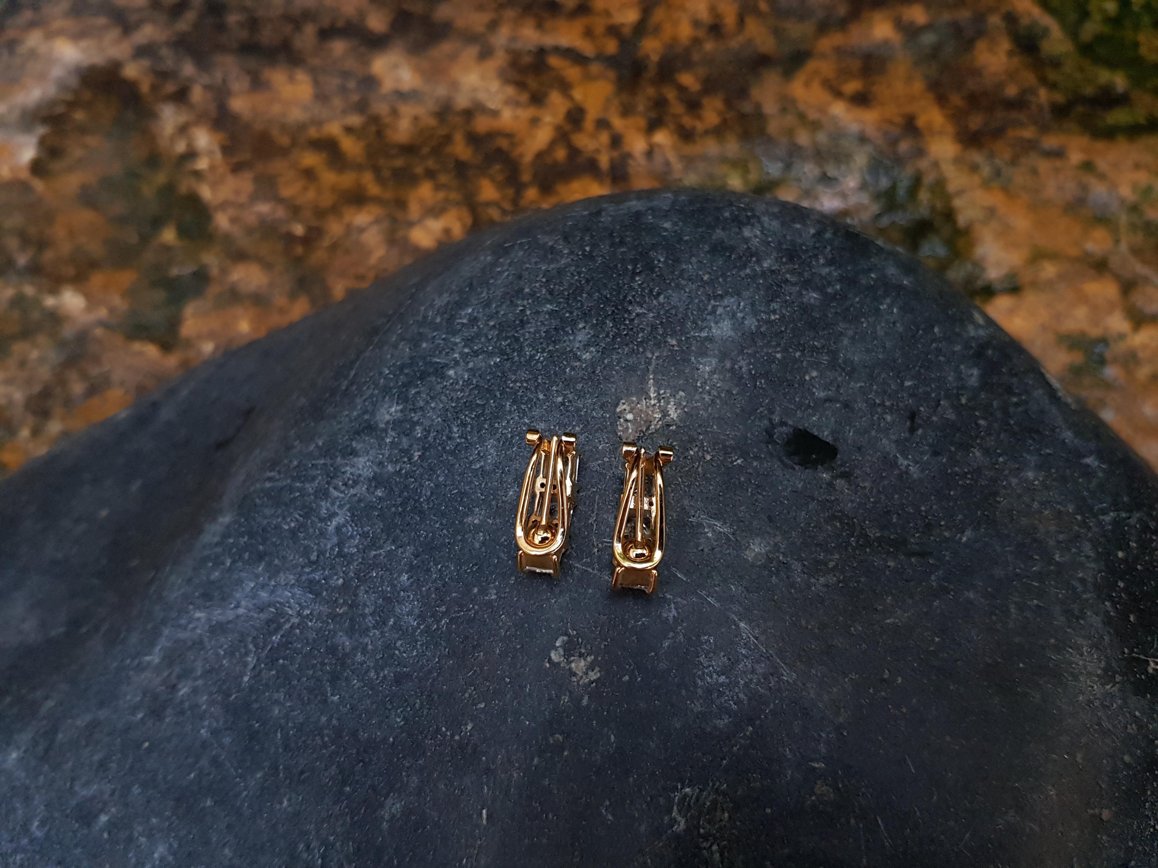 White Sapphire with Diamond Earrings Set in 18 Karat Gold Settings In New Condition For Sale In Bangkok, TH
