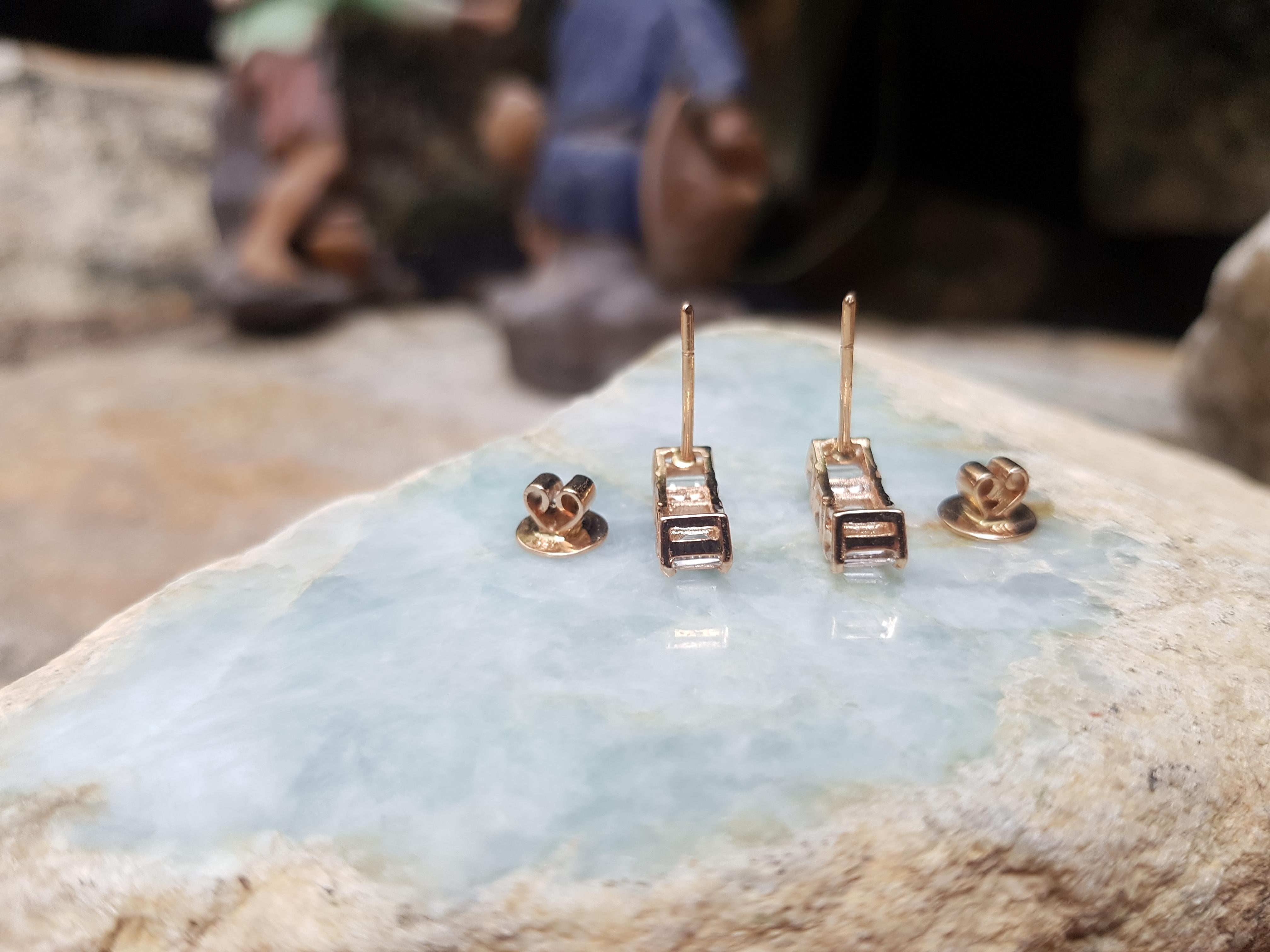White Sapphire with Diamond Earrings Set in 18 Karat Pink Gold Settings 5