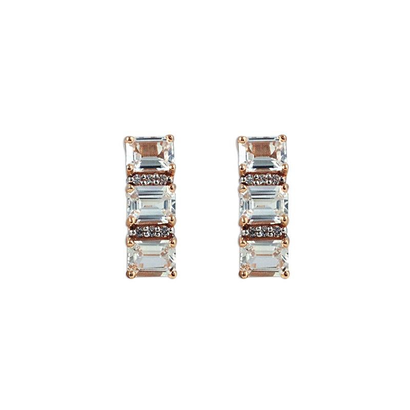 White Sapphire 2.39 carats with Diamond 0.07 carat Earrings set in 18 Karat Pink Gold Settings

Width: 0.4 cm
Length: 1.6 cm 
Weight: 4.67 grams

