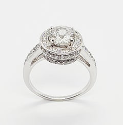White Sapphire with Diamond Engagement Ring Set in 18 Karat White Gold Settings