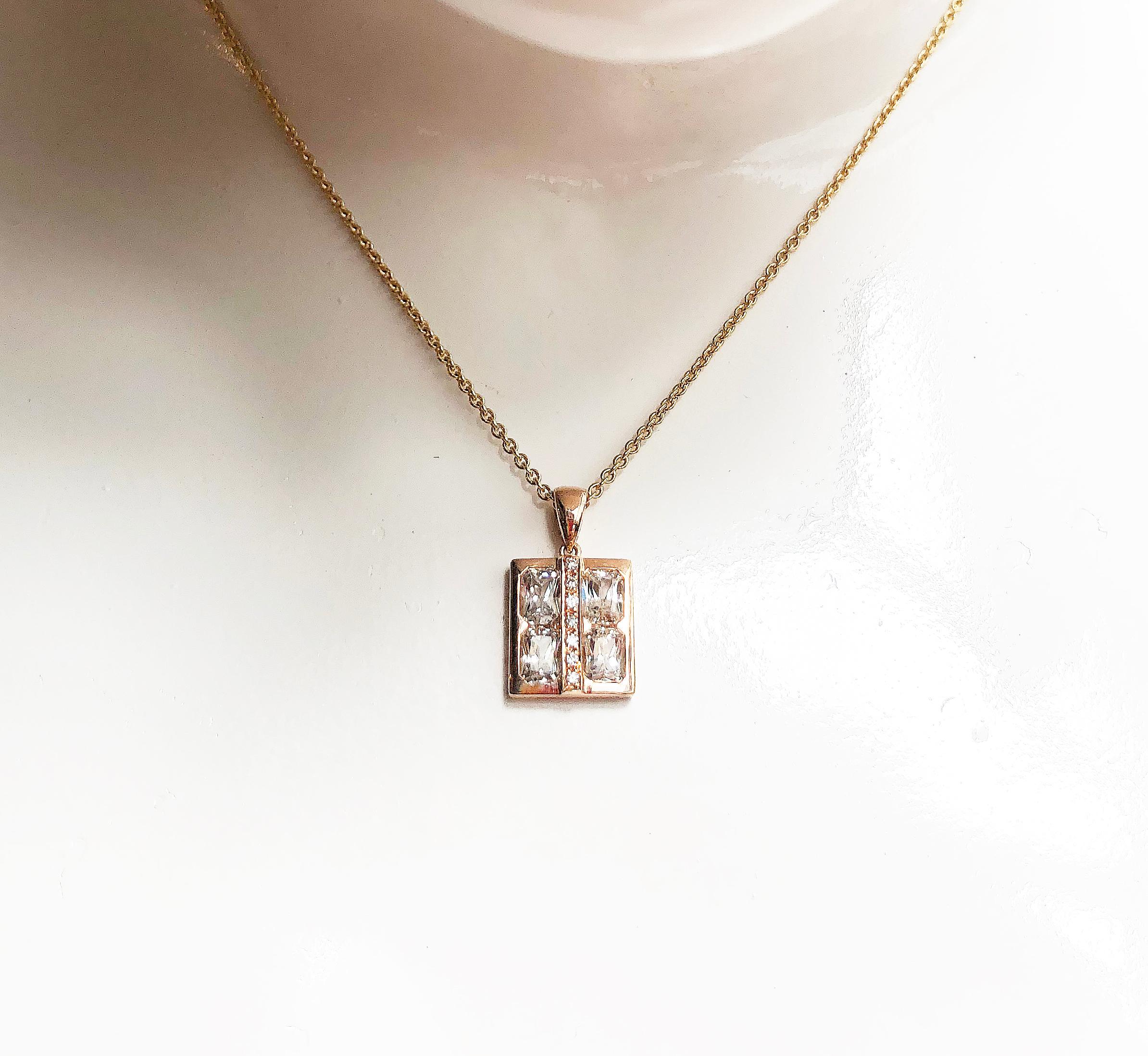 White Sapphire 2.21 carats with Diamond 0.06 carat Pendant set in 18 Karat Rose Gold Settings
(chain not included)

Width: 1.2 cm
Length: 2.0 cm 


