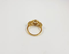 White Sapphire with Diamond Ring Set in 18 Karat Gold Settings
