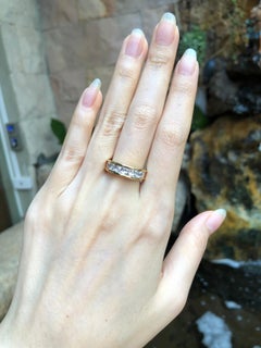 White Sapphire with Diamond Ring Set in 18 Karat Gold Settings