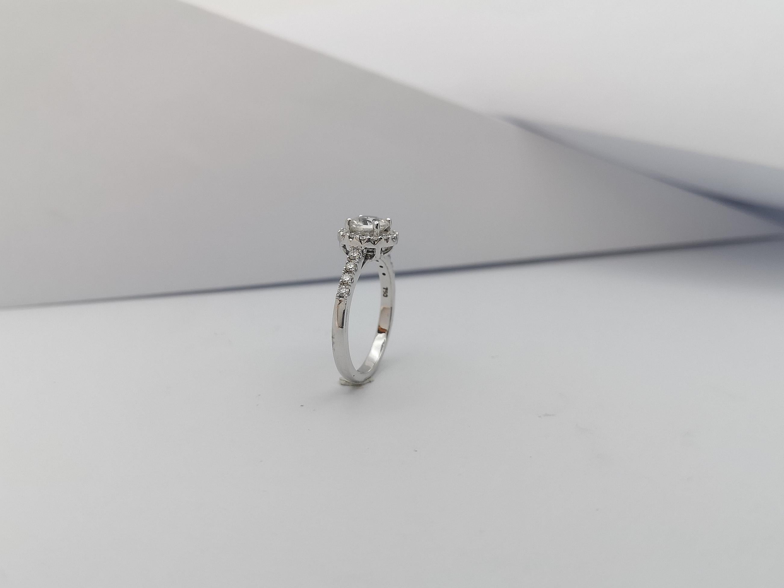 White Sapphire with Diamond Ring Set in 18 Karat White Gold Settings For Sale 11