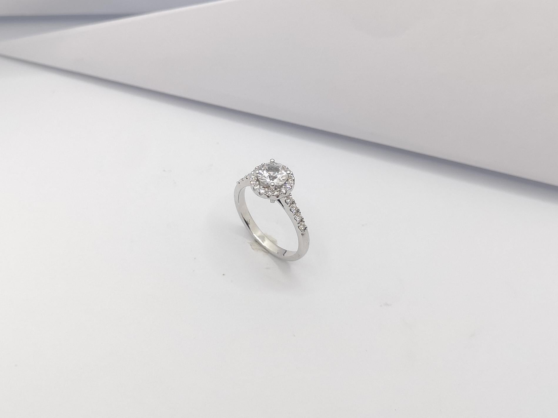 White Sapphire with Diamond Ring Set in 18 Karat White Gold Settings For Sale 13