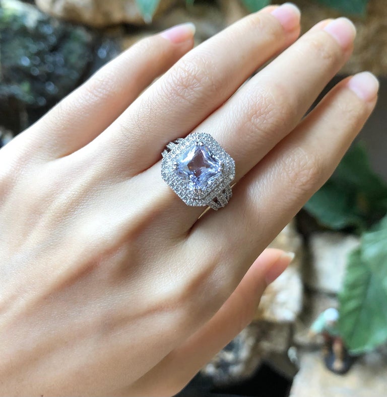 White Sapphire with Diamond Ring Set in 18 Karat White Gold Settings For  Sale at 1stDibs | gaudy engagement rings, gaudy diamond ring, gaudy wedding  rings