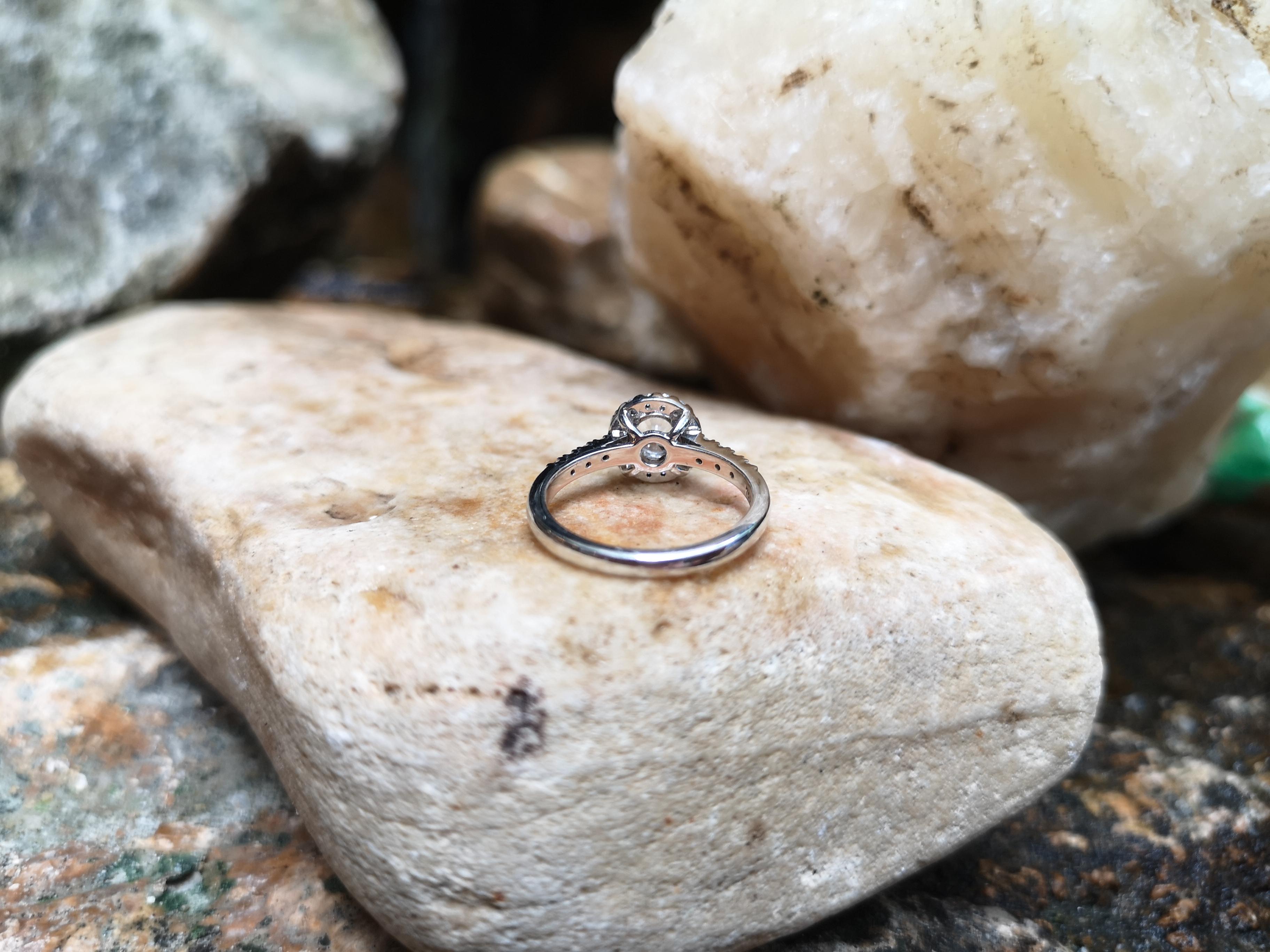White Sapphire with Diamond Ring Set in 18 Karat White Gold Settings For Sale 5