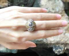 White Sapphire with Yellow Sapphire and Diamond Ring Set in 18 Karat White Gold