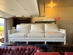 White Satin and Nailhead Sofa